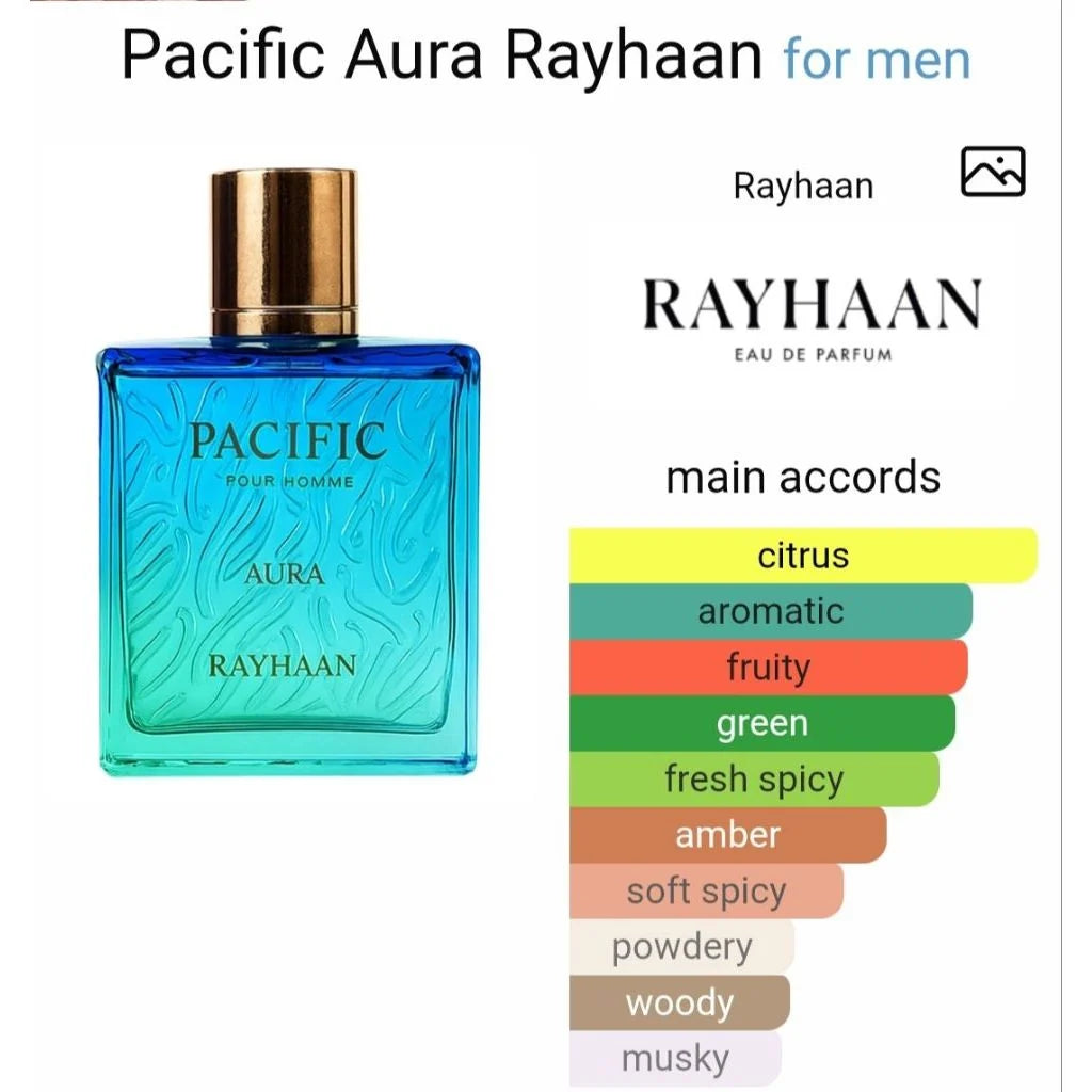 Rayhaan Pacific Aura EDP 3.4 oz – Men's Fresh Aquatic Cologne 100ml MY MODERN MART