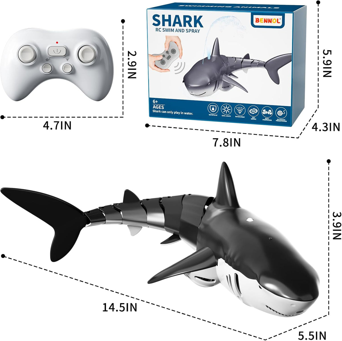 Remote Control Shark Pool Toy | RC Water Toy with Light & Spray for Kids MY MODERN MART