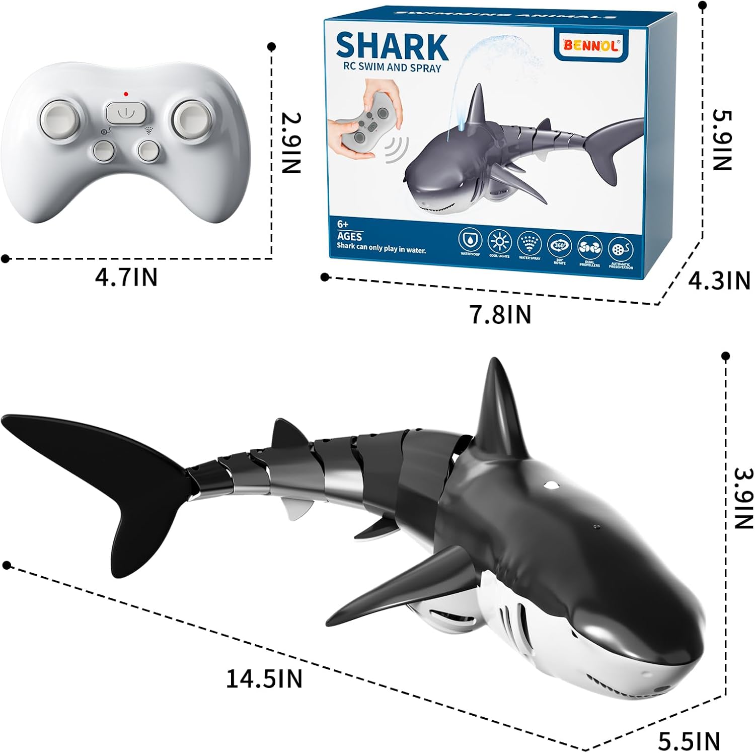 Remote Control Shark Pool Toy | RC Water Toy with Light & Spray for Kids MY MODERN MART