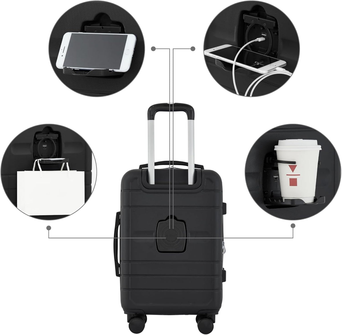 Carry On Luggage with USB Charging Port & Cup Holder | French Connection MY MODERN MART