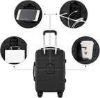 Carry On Luggage with USB Charging Port & Cup Holder | French Connection MY MODERN MART