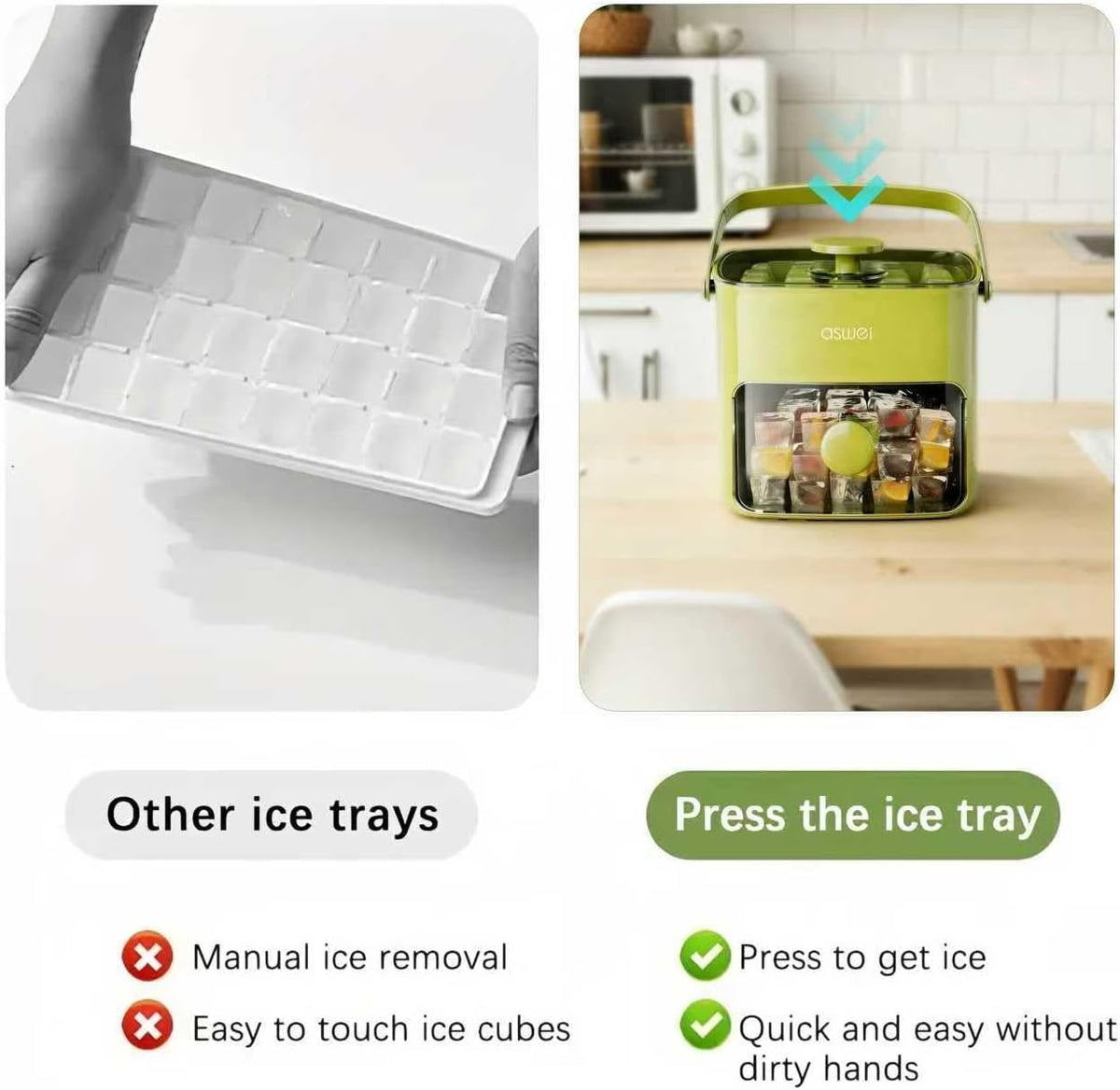Ice Cube Tray with Lid and Storage Bin – 2-Pack Easy Release Ice Maker Set MY MODERN MART