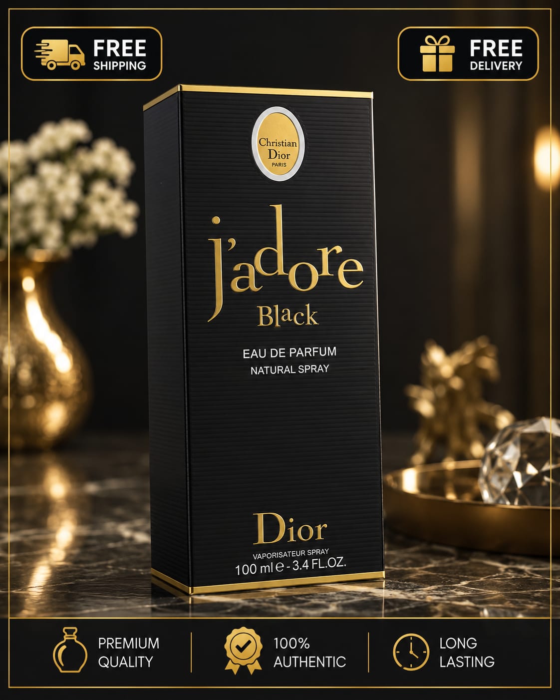 Christian Dior J'adore Black Eau de Parfum for Women 100ml (3.4 fl oz) MY MODERN MART