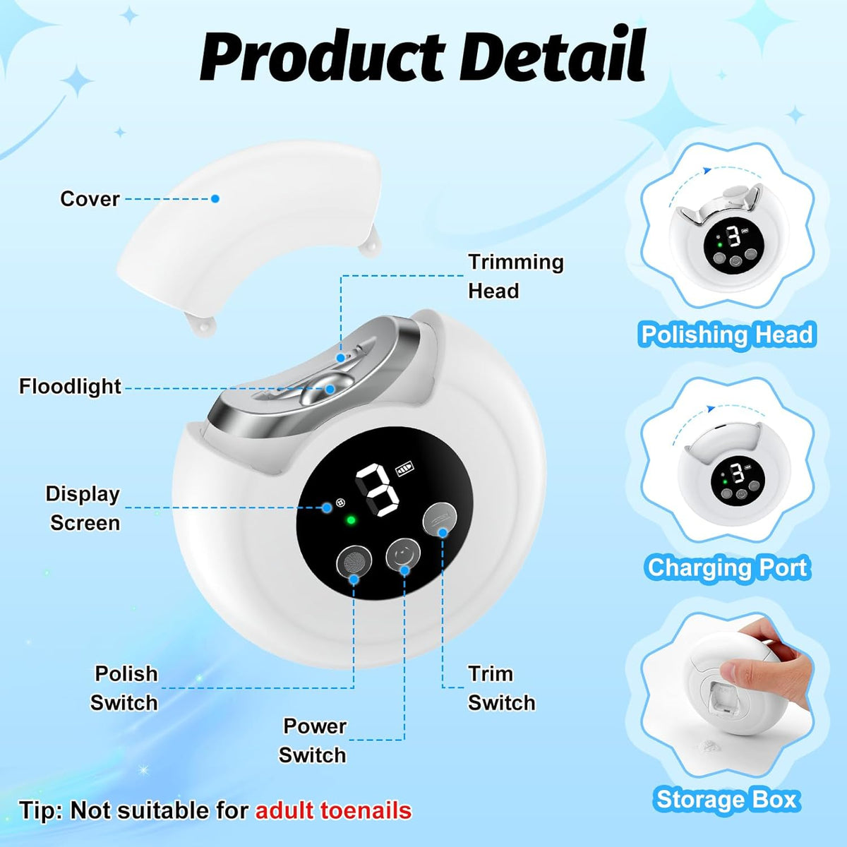 Electric Nail Clipper & Trimmer – Safe Baby & Adult Nail Grinder with LED MY MODERN MART