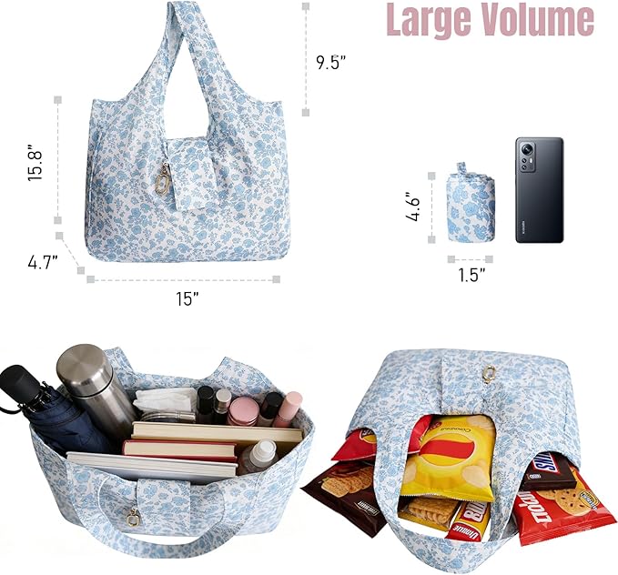 Foldable Keychain Tote Bag – Compact Reusable Floral Bag MY MODERN MART