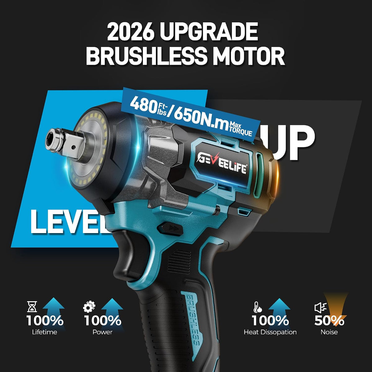 Cordless Impact Wrench 1/2" | Brushless 650N.m with 2 Batteries & Socket Set MY MODERN MART