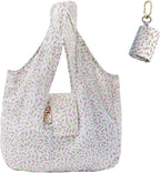 Foldable Keychain Tote Bag – Floral Compact Reusable Shopping Bag