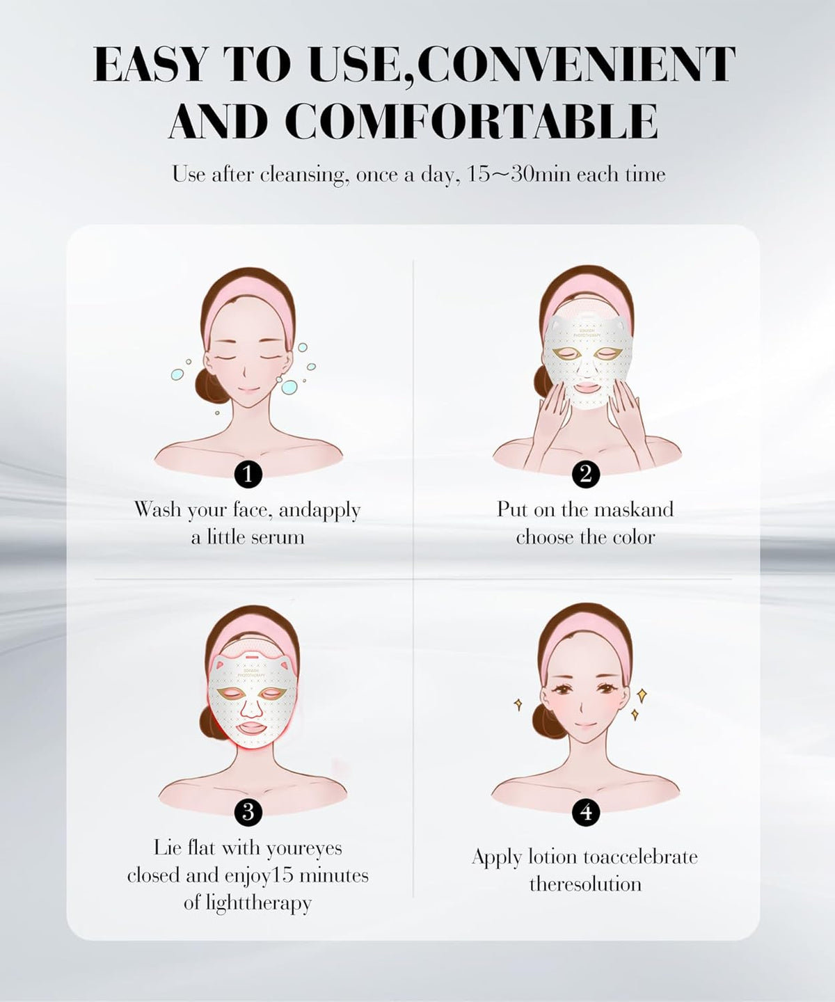 SDKWDH Red Light Therapy Mask for Face Led Face Mask Light Therapy At Home 7 Colors LED Face Mask Light Therapy White My Modern Mart