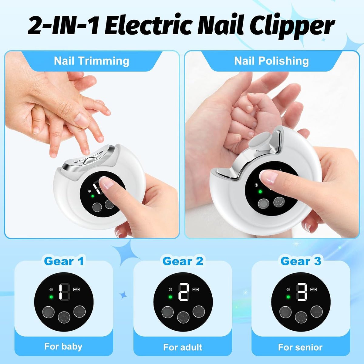 Electric Nail Clipper & Trimmer – Safe Baby & Adult Nail Grinder with LED MY MODERN MART