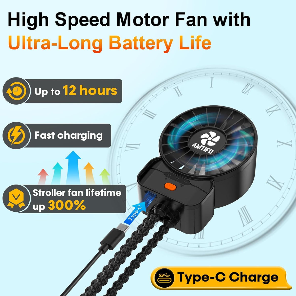 Clip-On Stroller Fan – Rechargeable Portable Baby Fan with Bladeless Design MY MODERN MART