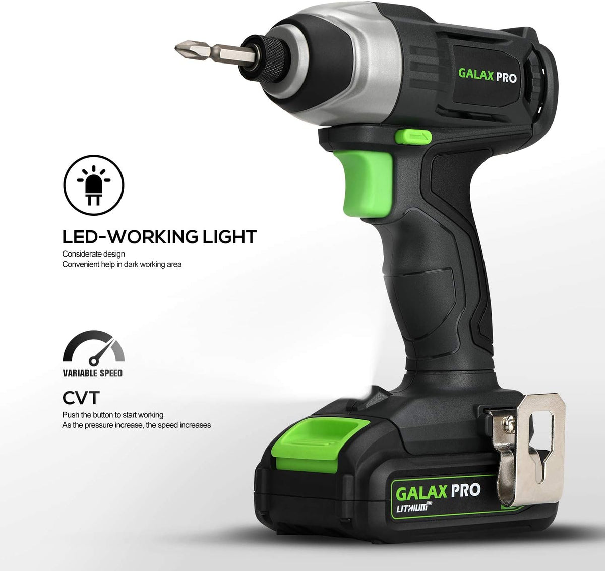 GALAX PRO 20V Cordless Impact Driver 1/4" Hex | Battery, Charger, LED & Bits Set MY MODERN MART