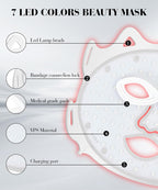 SDKWDH Red Light Therapy Mask for Face Led Face Mask Light Therapy At Home 7 Colors LED Face Mask Light Therapy White My Modern Mart