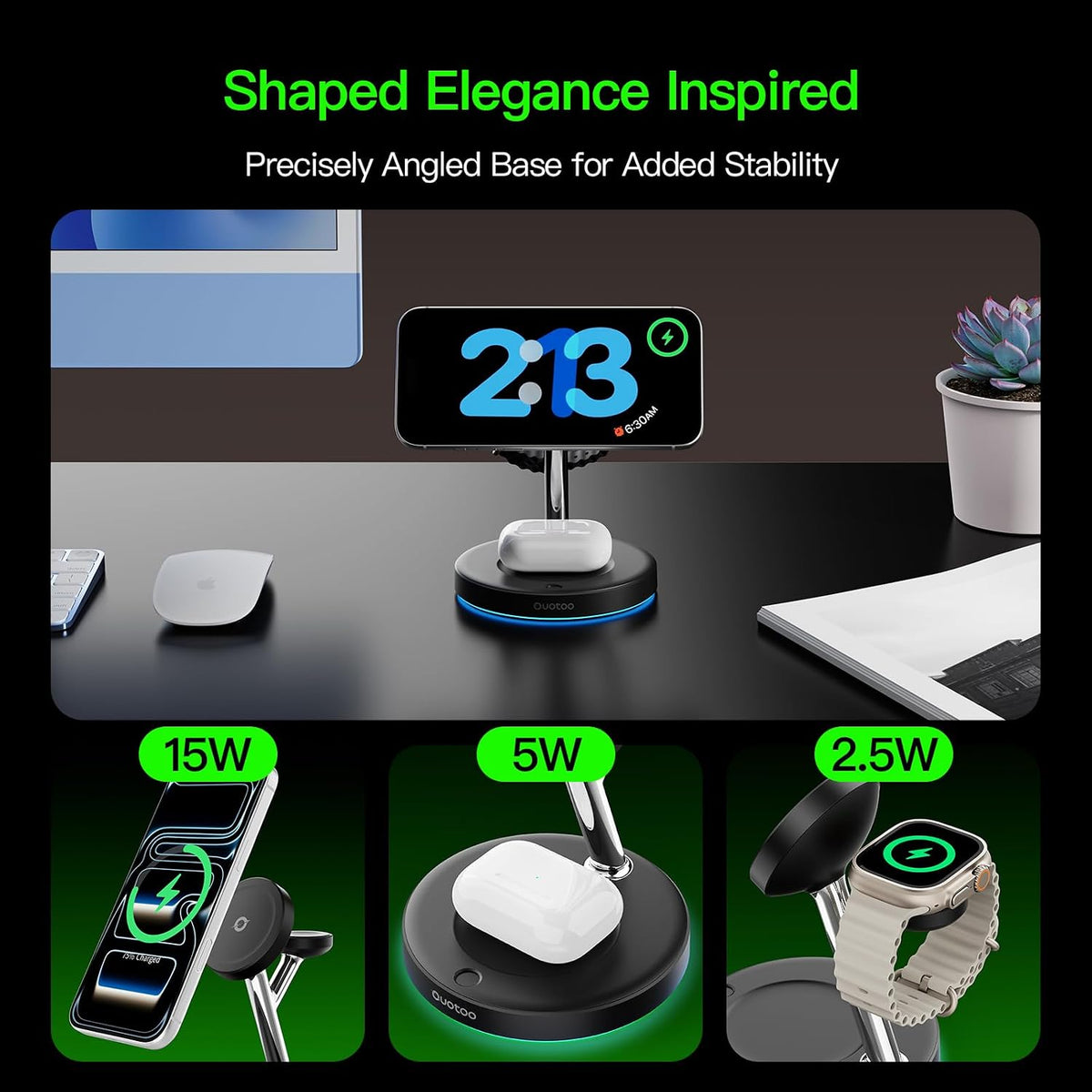 3 in 1 Wireless Charging Station | 15W Magnetic Charger with Night Light MY MODERN MART