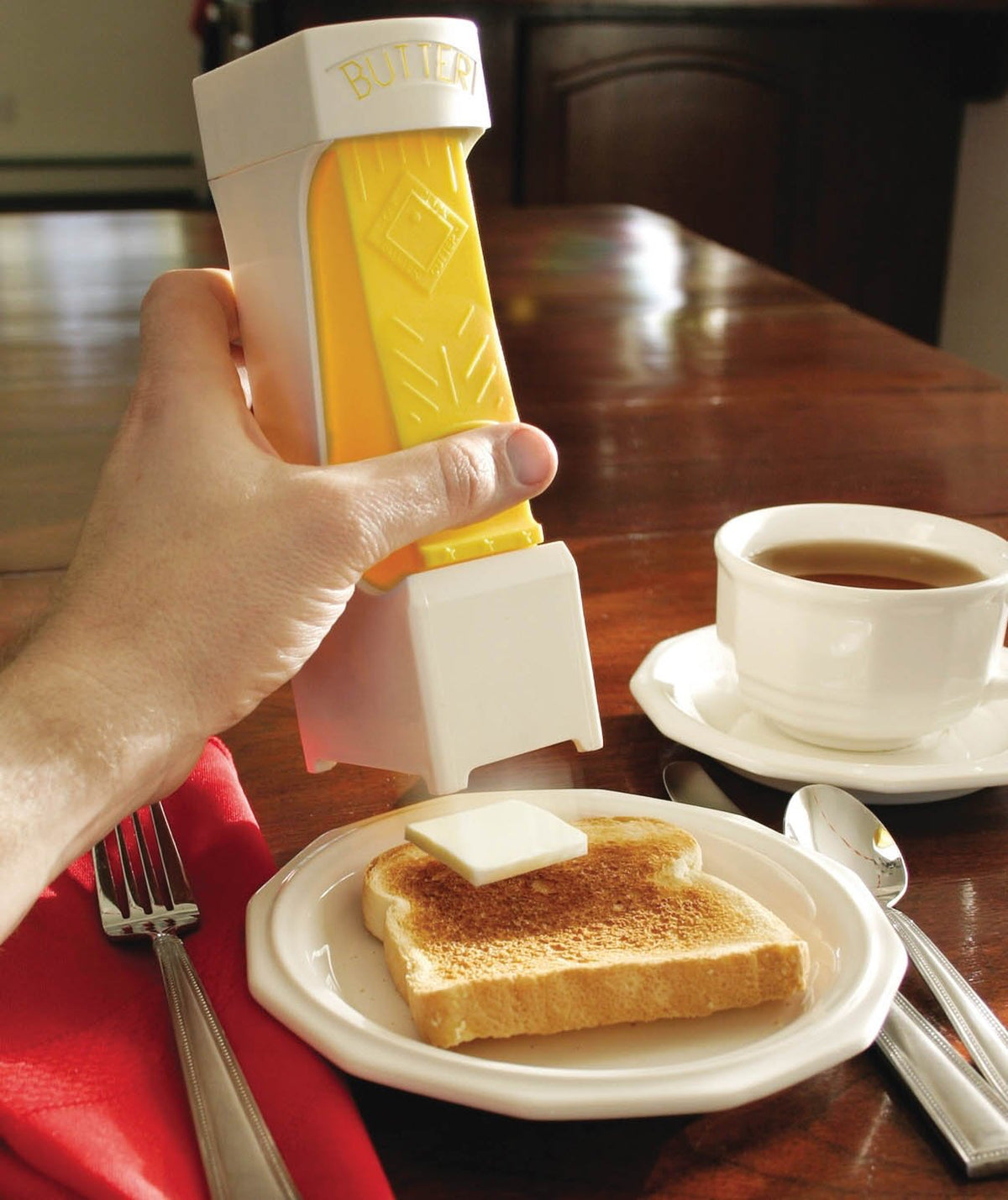 Yellow one click butter cutter with stainless steel blade