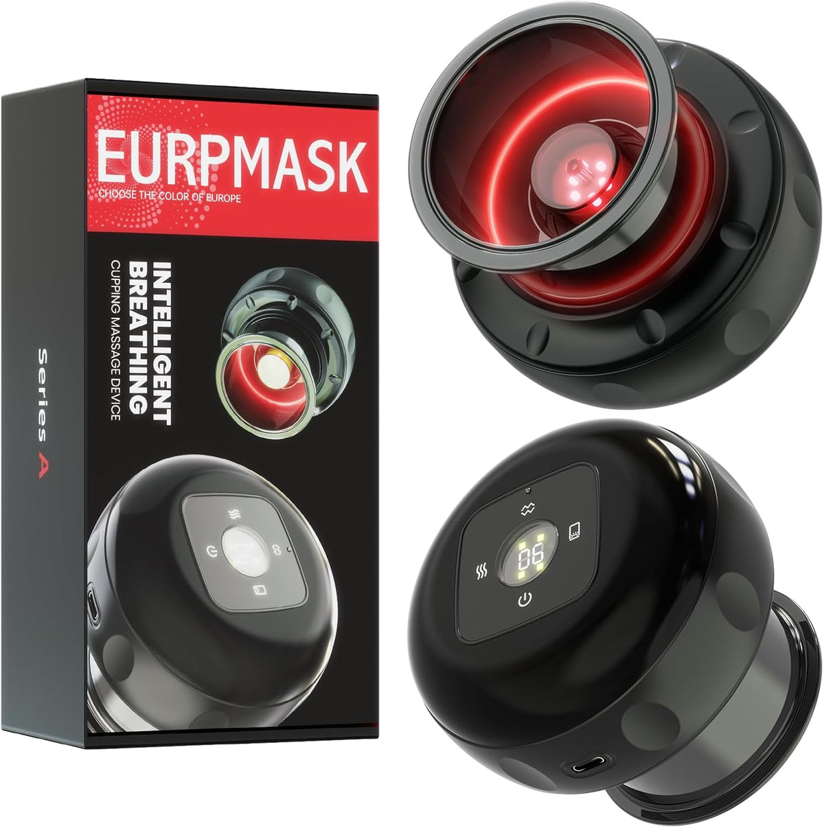Electric cupping therapy device 2-pack with heat and red light