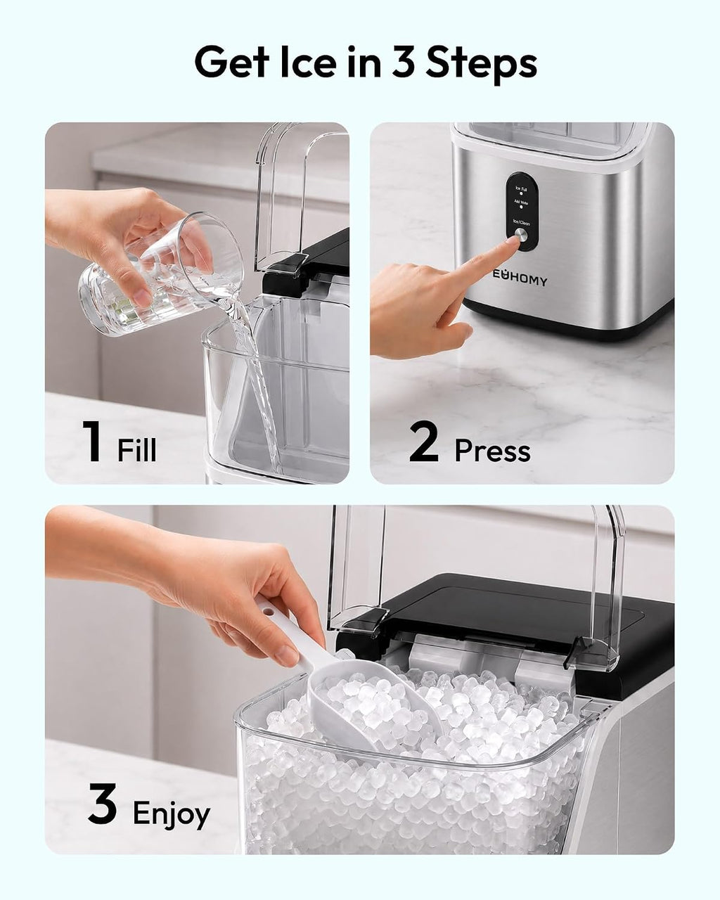 Nugget Ice Maker Countertop | Chewable Pebble Ice in 7 Minutes, 35 lbs a Day MY MODERN MART