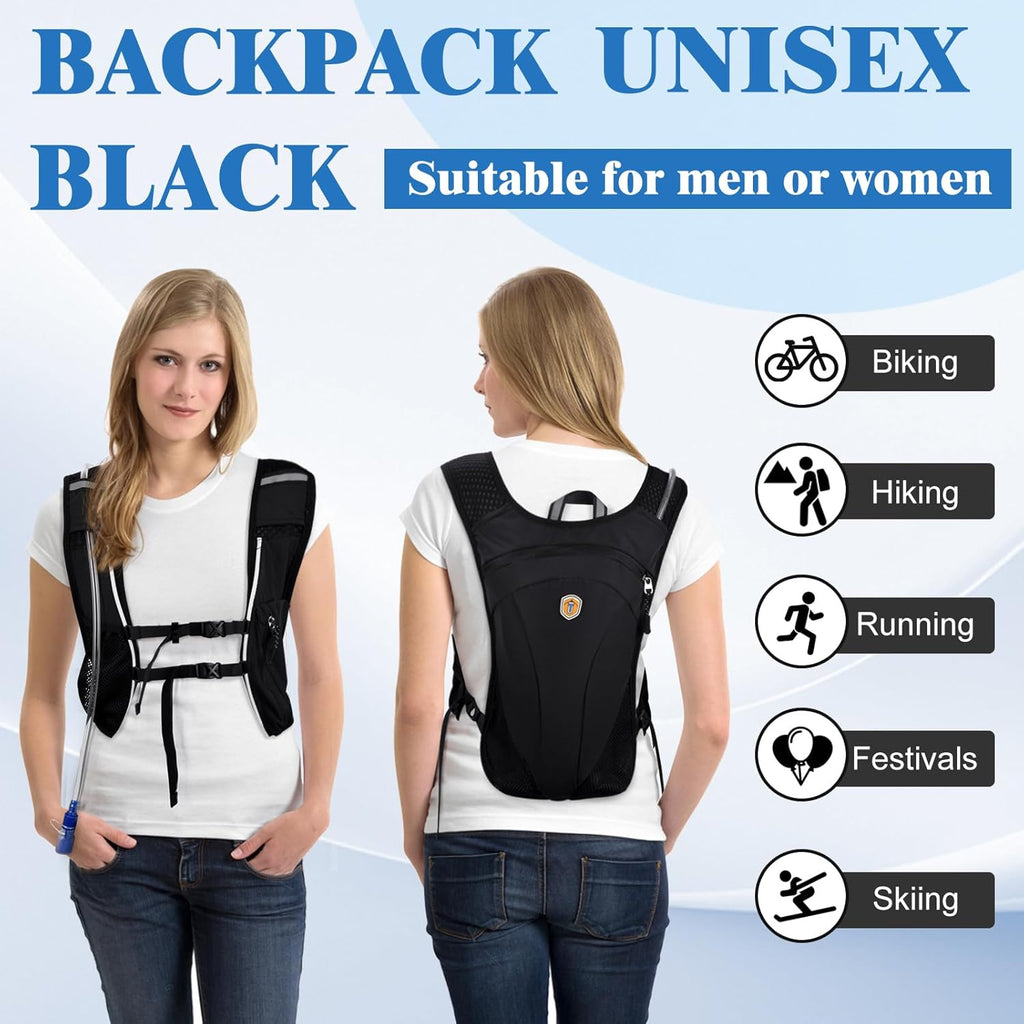 Lightweight Running Hydration Vest – Breathable Trail Running Pack, Black