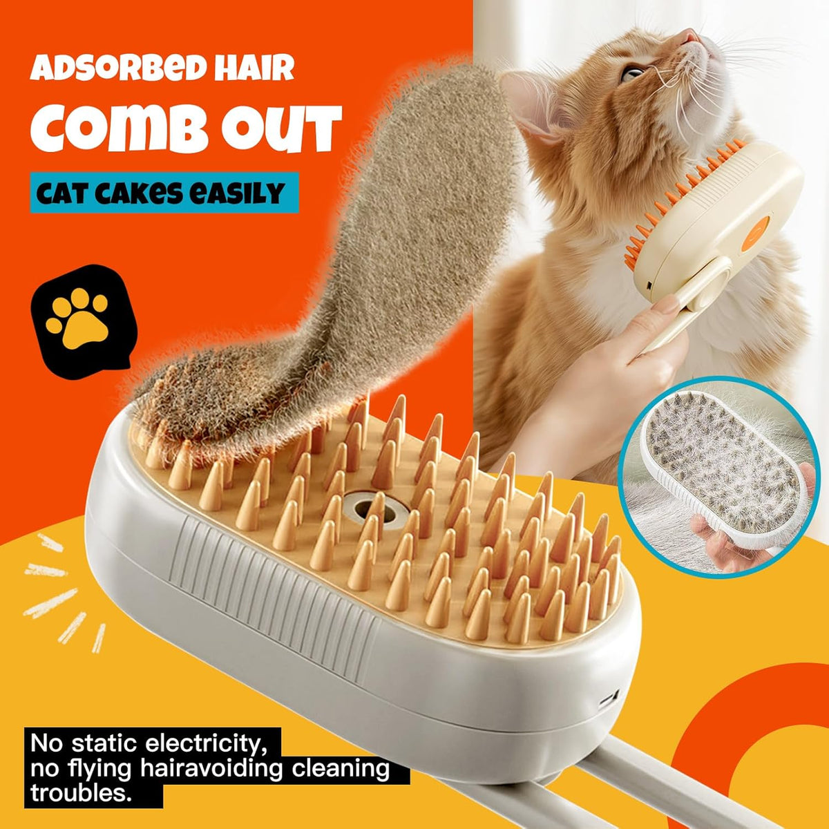 Steam Pet Grooming Brush – Rechargeable Deshedding Comb for Cats & Dogs MY MODERN MART