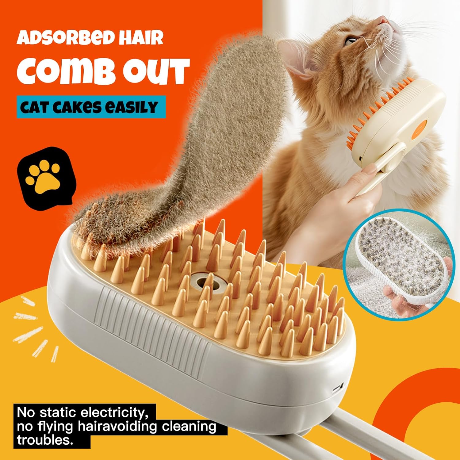Steam Pet Grooming Brush – Rechargeable Deshedding Comb for Cats & Dogs