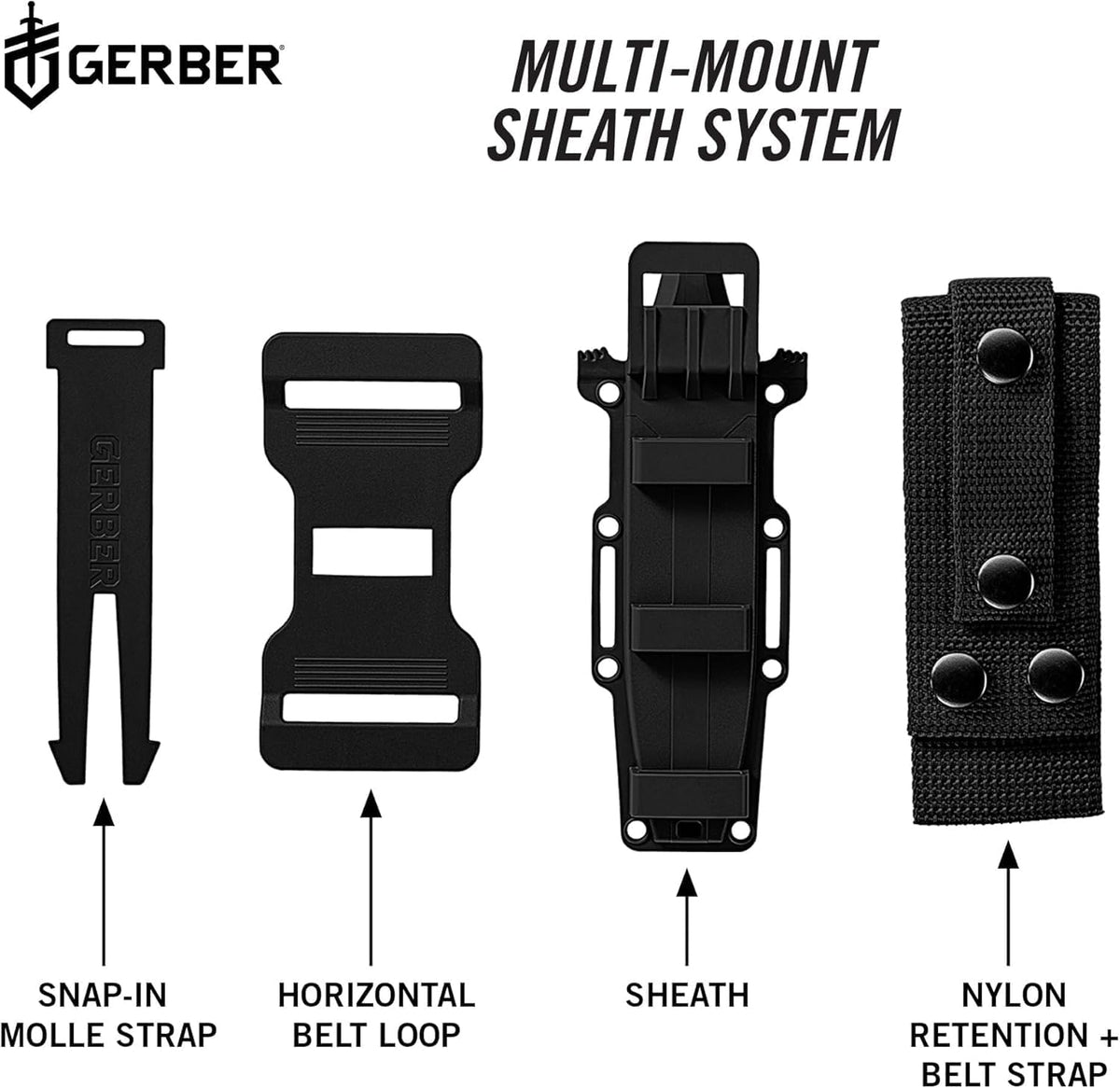 Gerber StrongArm Fixed Blade Knife | Full Tang Survival Knife with Sheath, Black MY MODERN MART