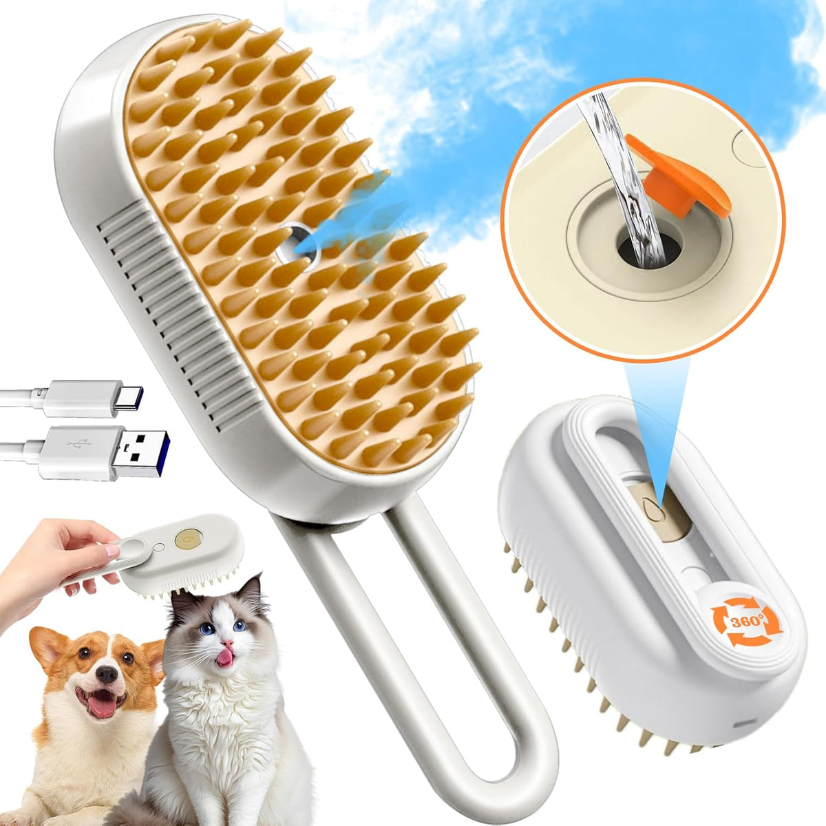 Steam Pet Grooming Brush – Rechargeable Deshedding Comb for Cats & Dogs MY MODERN MART