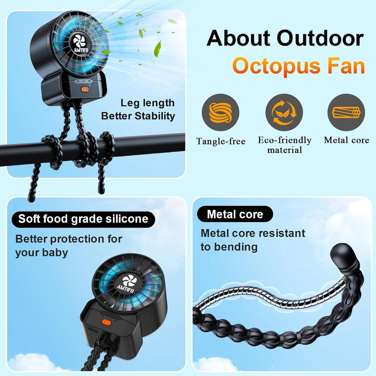 Clip-On Stroller Fan – Rechargeable Portable Baby Fan with Bladeless Design MY MODERN MART
