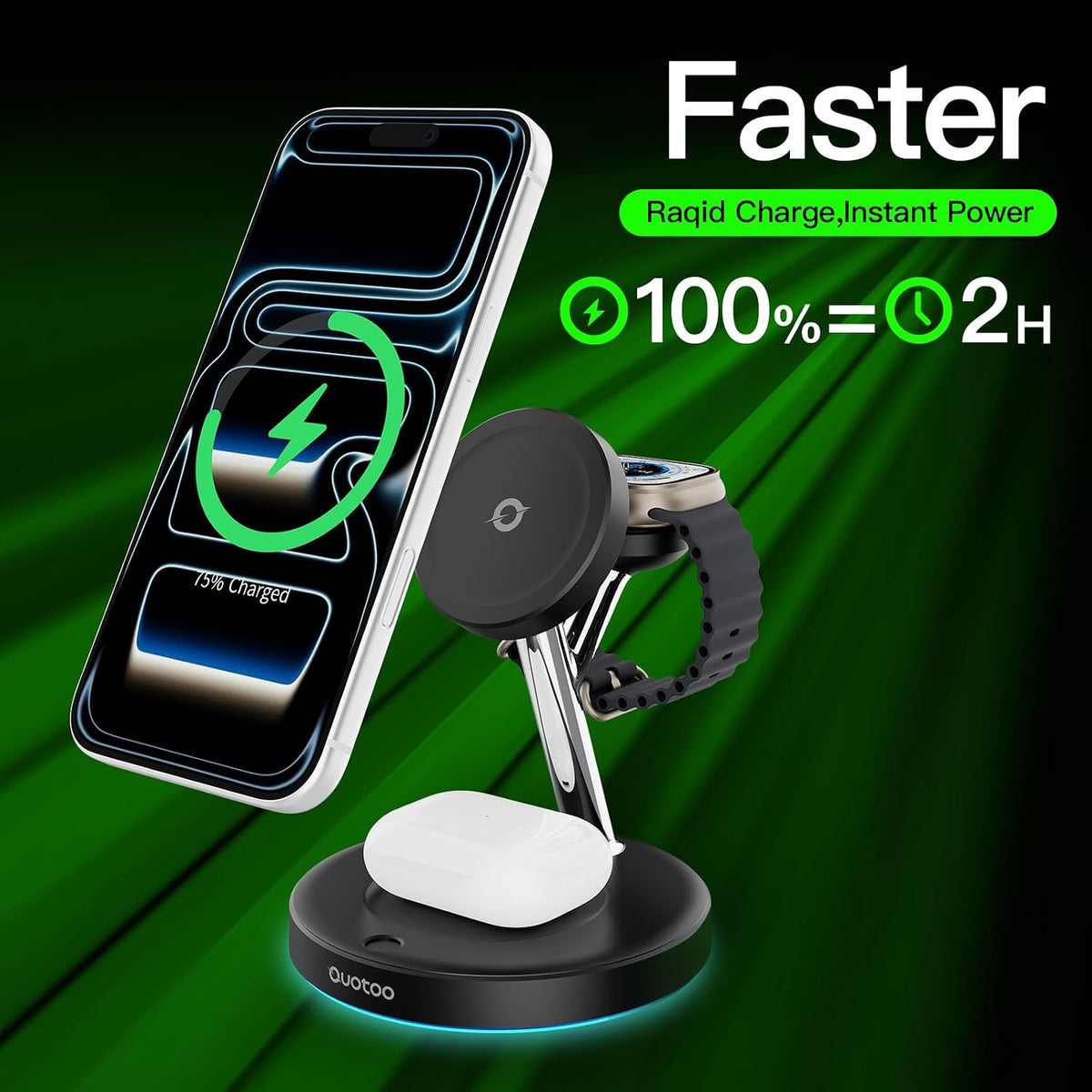 3 in 1 Wireless Charging Station | 15W Magnetic Charger with Night Light MY MODERN MART