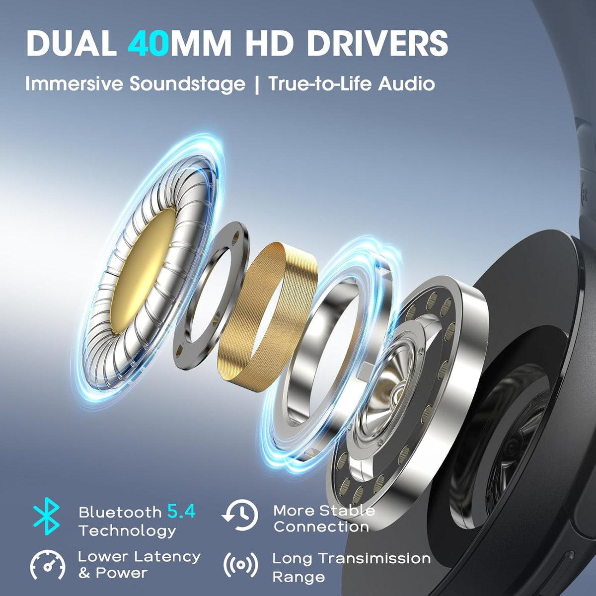 Wireless Over-Ear Headphones – 90H Battery Bluetooth 5.4 MY MODERN MART