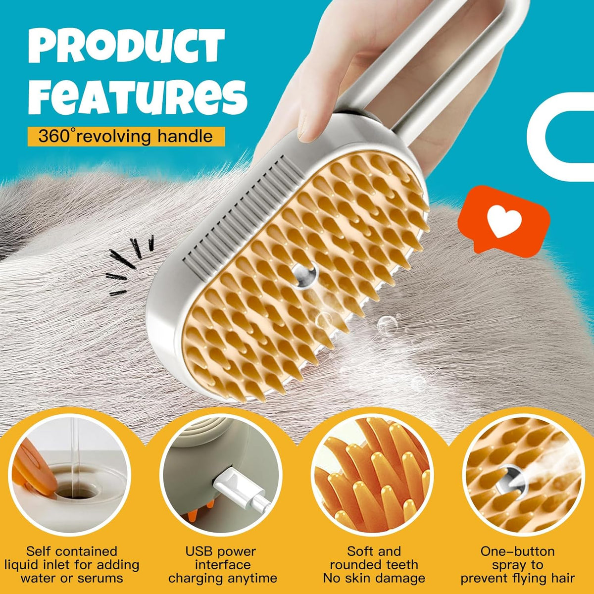 Steam Pet Grooming Brush – Rechargeable Deshedding Comb for Cats & Dogs MY MODERN MART