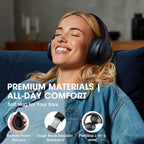 Wireless Over-Ear Headphones – 90H Battery, Bluetooth 5.4, 9 EQ Modes