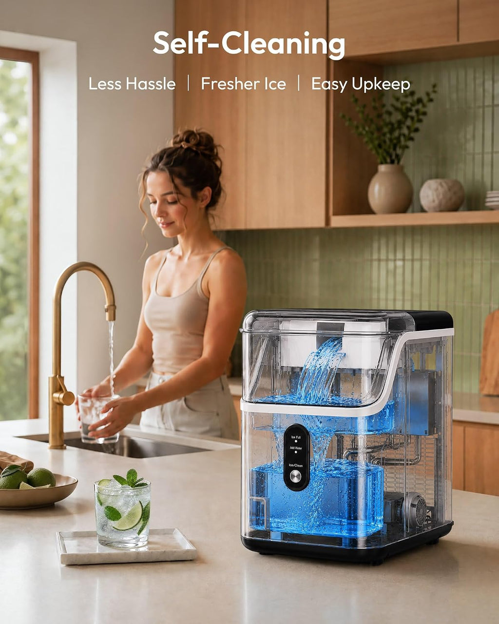 Nugget Ice Maker Countertop | Chewable Pebble Ice in 7 Minutes, 35 lbs a Day MY MODERN MART