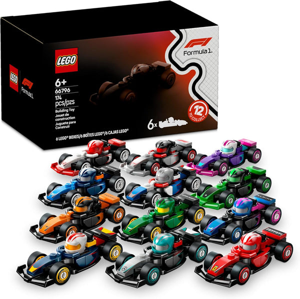 LEGO F1 race car mystery box with 6 mini building sets
