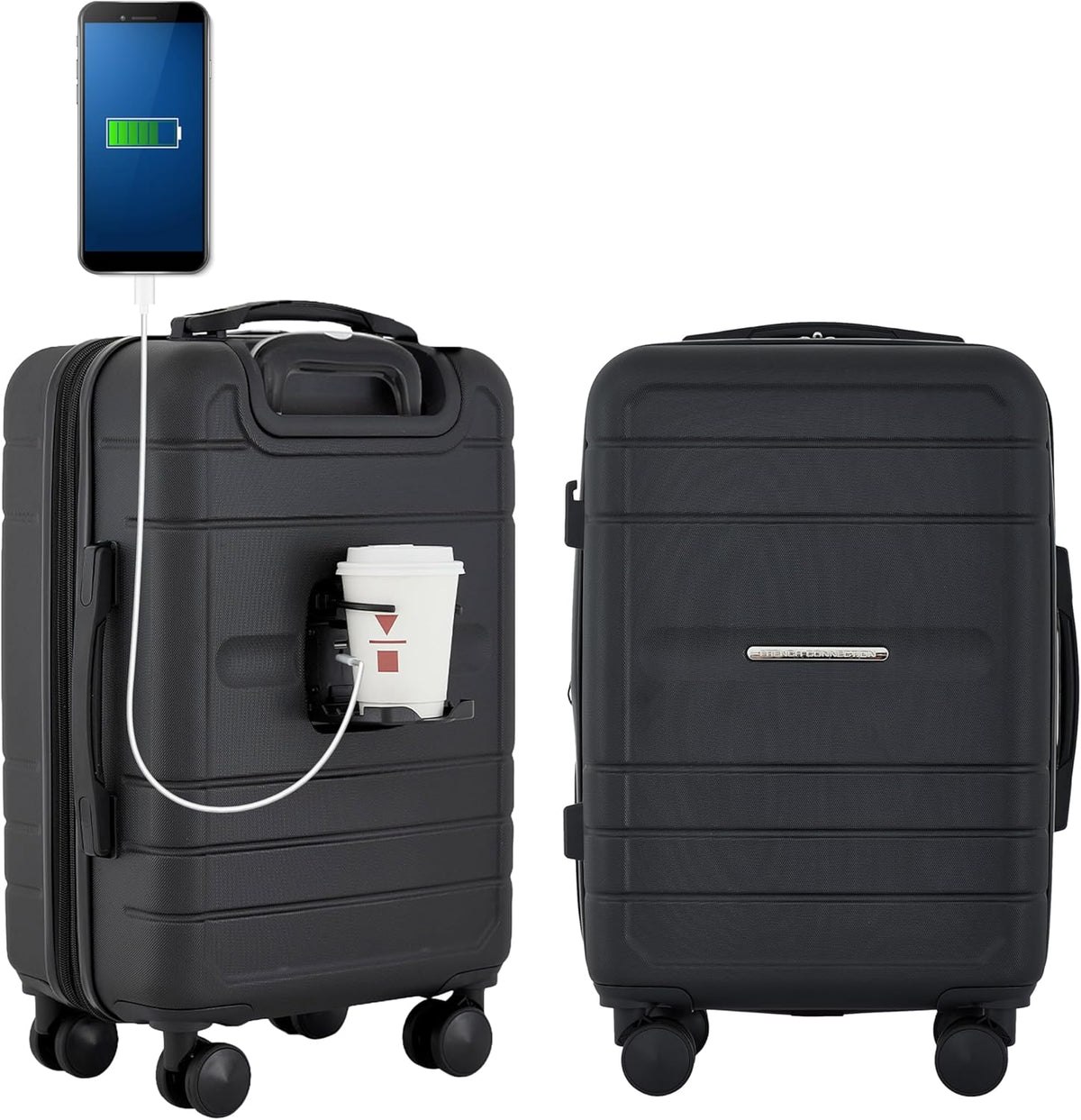 Carry on luggage with USB charging port by French Connection