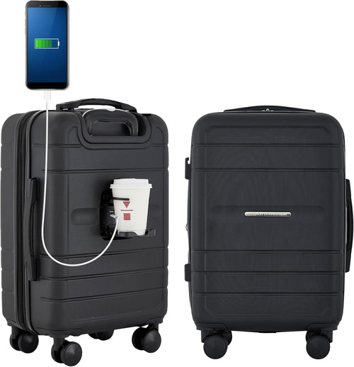 Carry on luggage with USB charging port by French Connection
