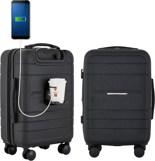 Carry on luggage with USB charging port by French Connection