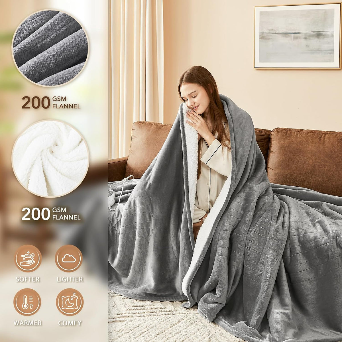 Electric Heated Blanket | 10 Heat Settings with Auto Shut Off, Machine Washable MY MODERN MART