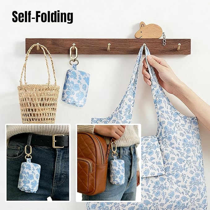 Foldable Keychain Tote Bag – Compact Reusable Floral Bag MY MODERN MART