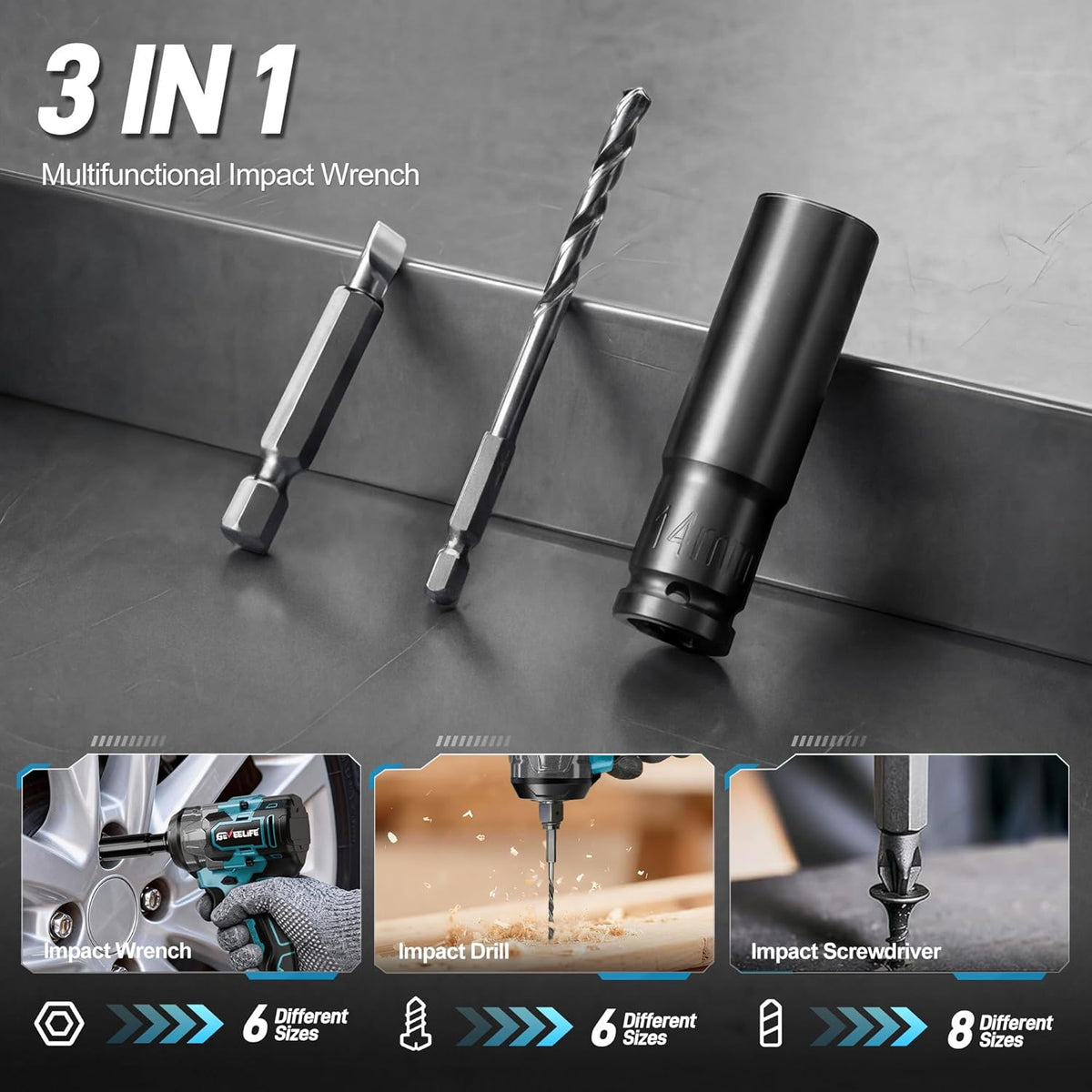 Cordless Impact Wrench 1/2" | Brushless 650N.m with 2 Batteries & Socket Set MY MODERN MART