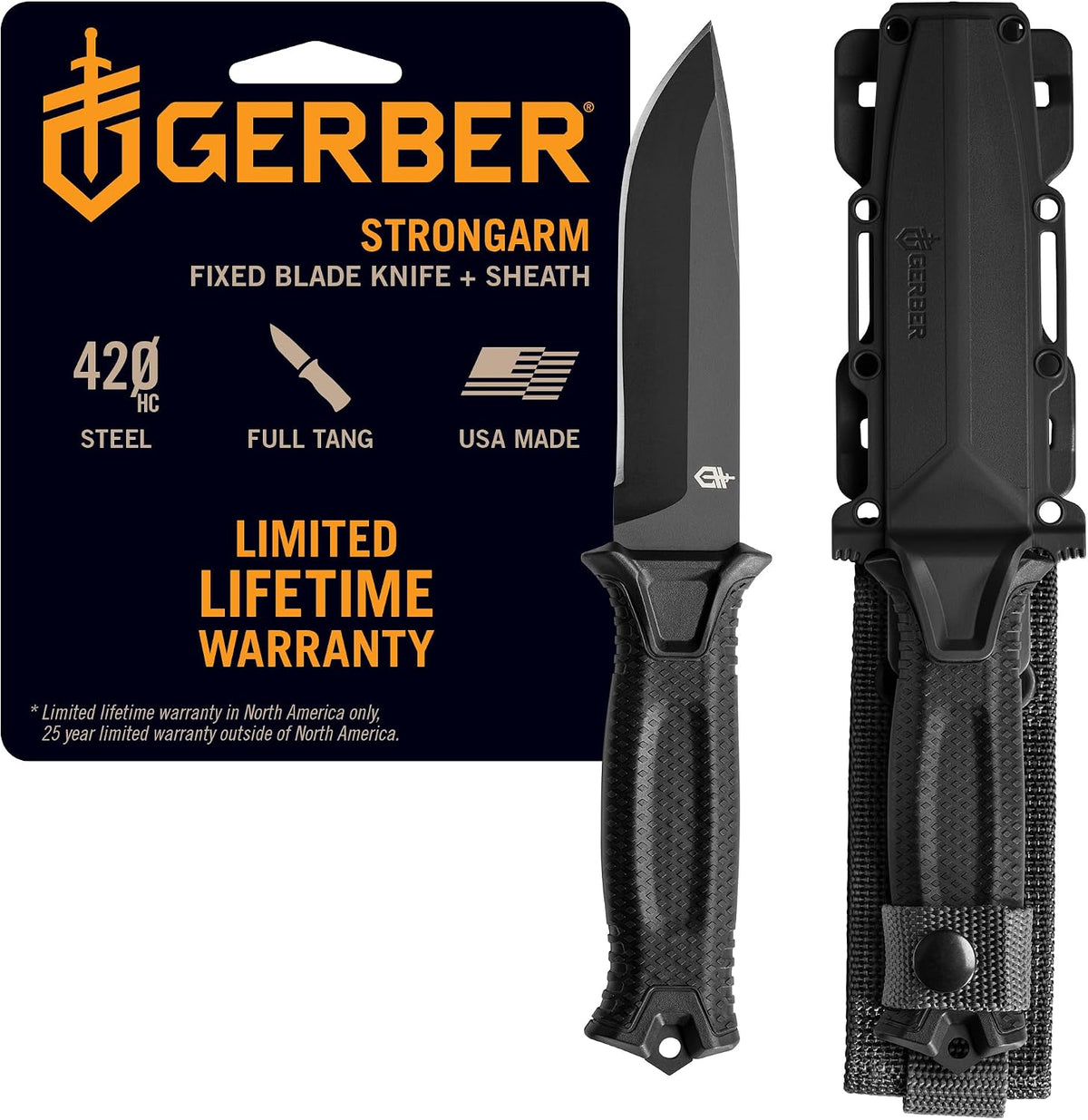 Gerber StrongArm black full tang survival fixed blade knife