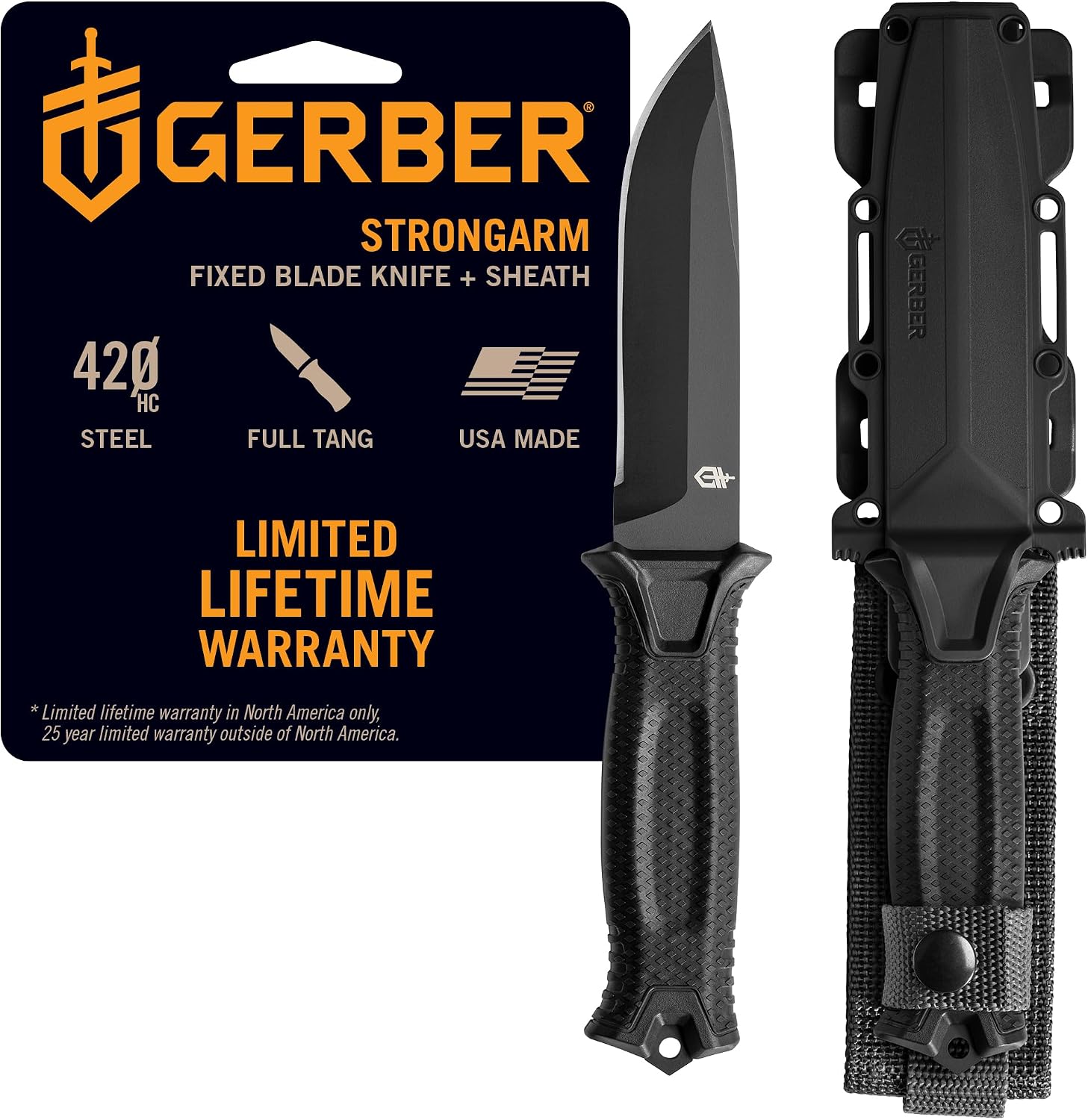 Gerber StrongArm black full tang survival fixed blade knife