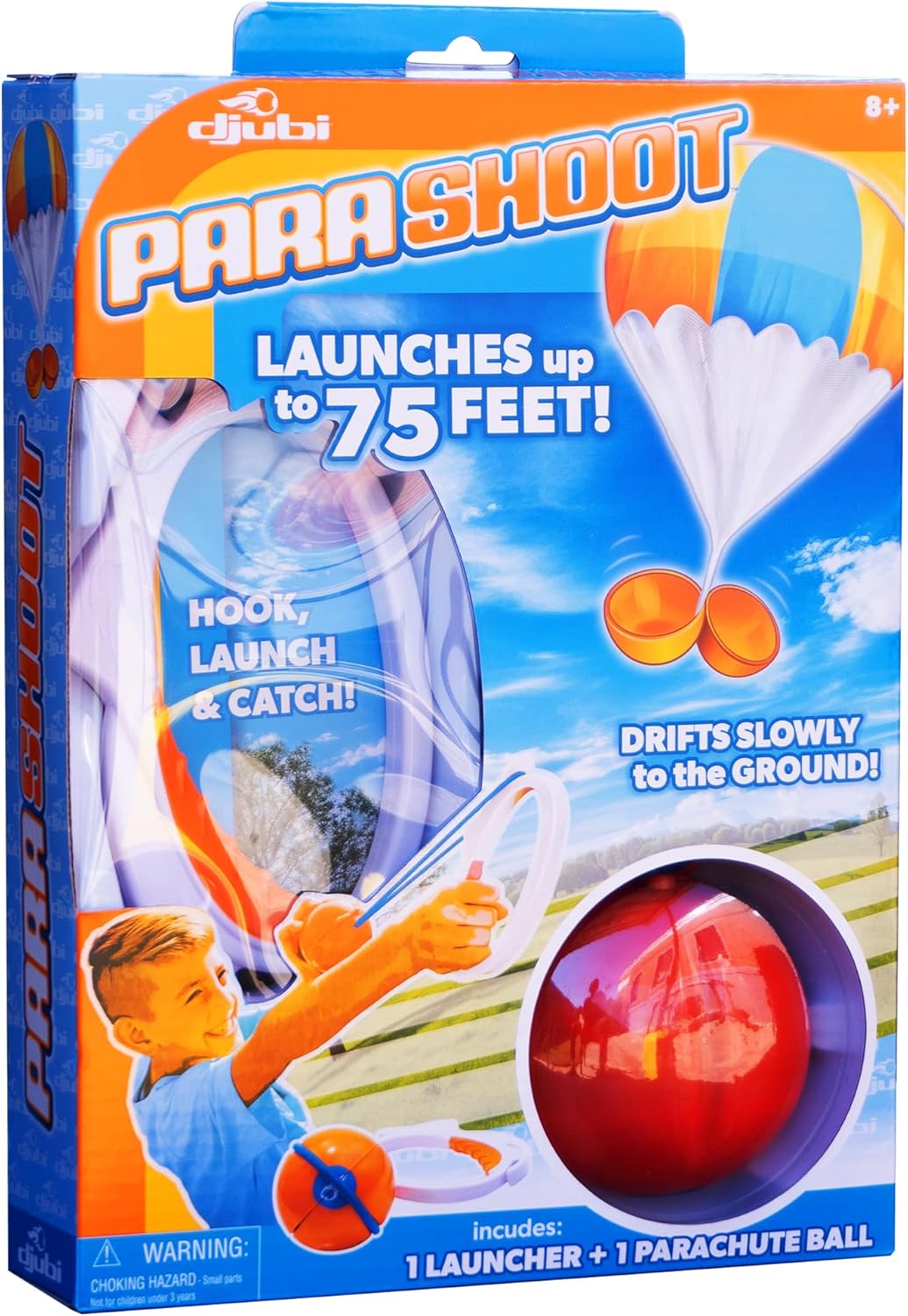 Parachute slingshot ball launcher outdoor toy for kids