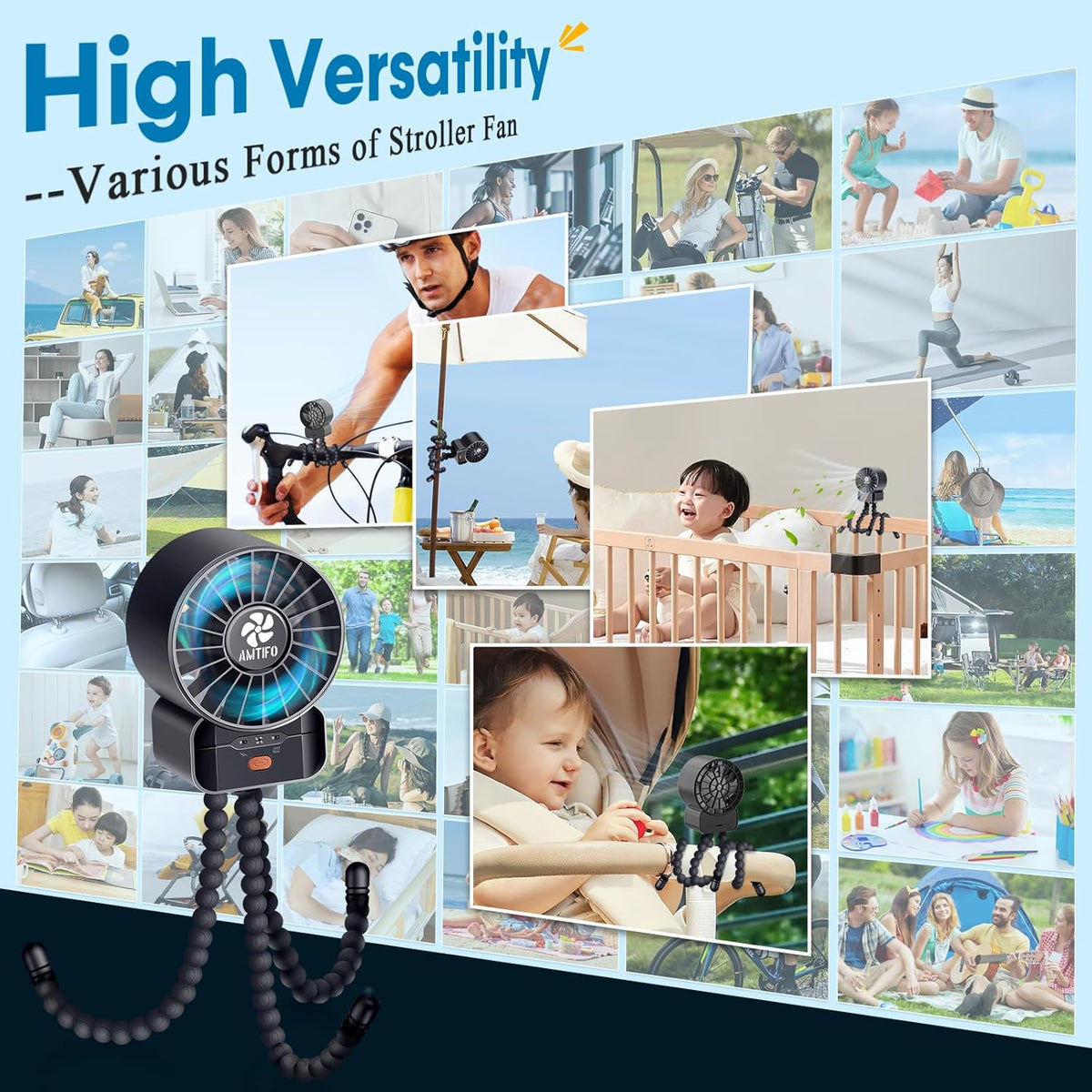 Clip-On Stroller Fan – Rechargeable Portable Baby Fan with Bladeless Design MY MODERN MART