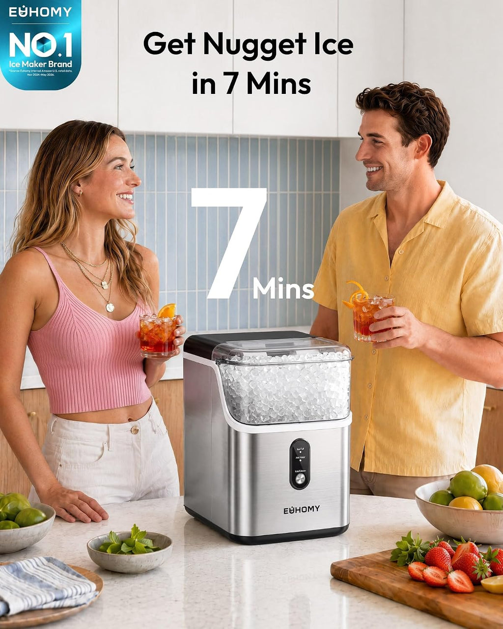 Nugget Ice Maker Countertop | Chewable Pebble Ice in 7 Minutes, 35 lbs a Day MY MODERN MART