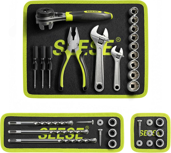 Flexible magnetic tool mat holding metal tools and parts