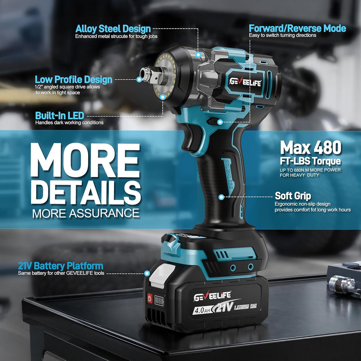 Cordless Impact Wrench 1/2" | Brushless 650N.m with 2 Batteries & Socket Set MY MODERN MART