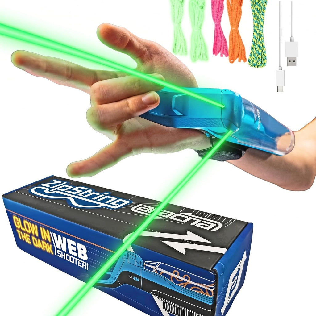 Glow-in-the-dark string shooter web launcher toy