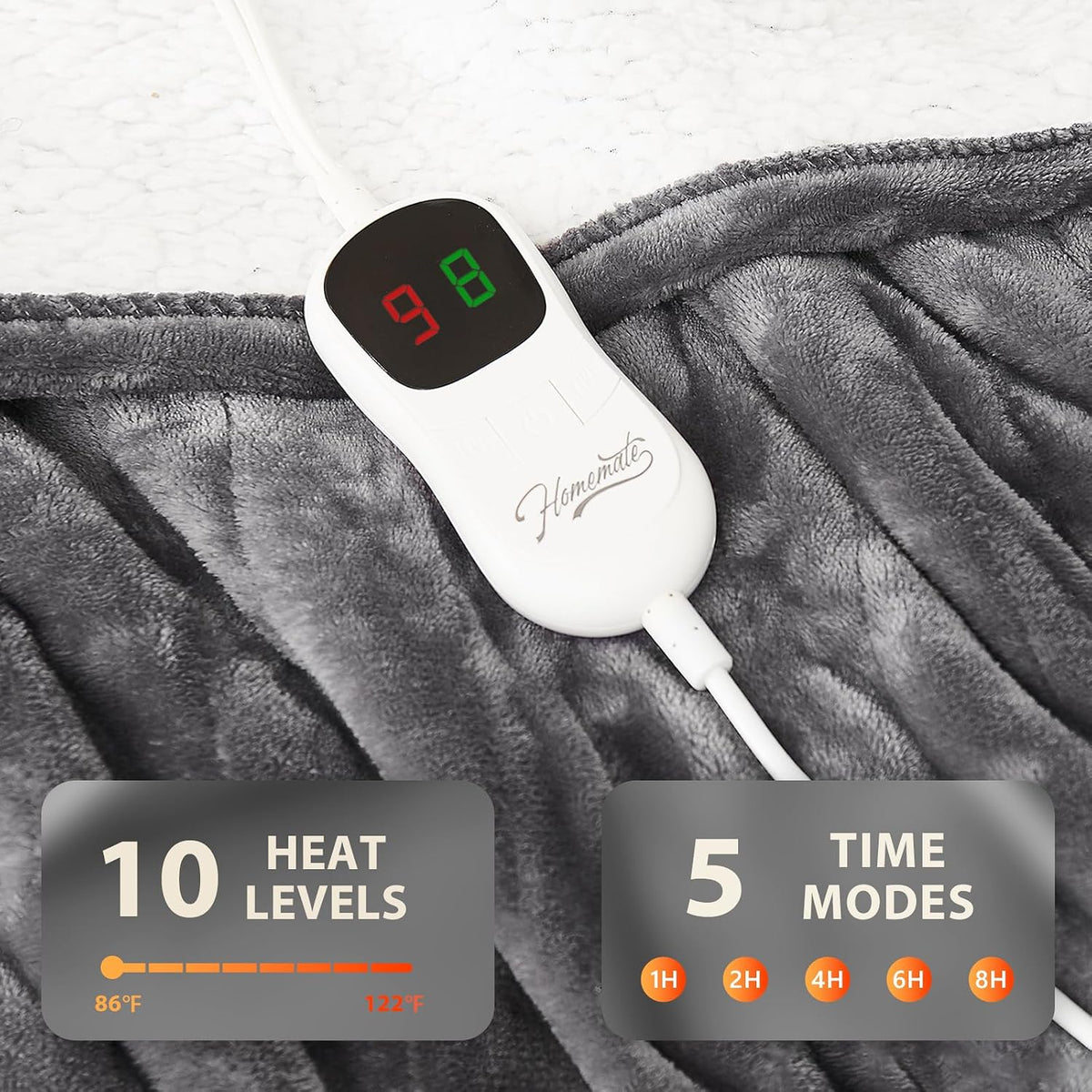 Single-button heat controller with 10 settings