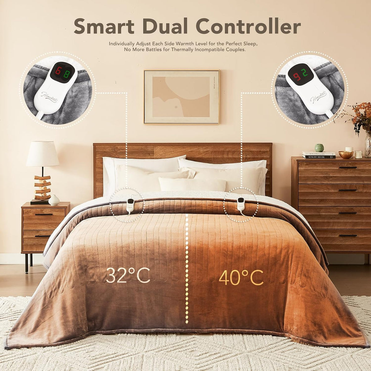 Electric Heated Blanket | 10 Heat Settings with Auto Shut Off, Machine Washable MY MODERN MART