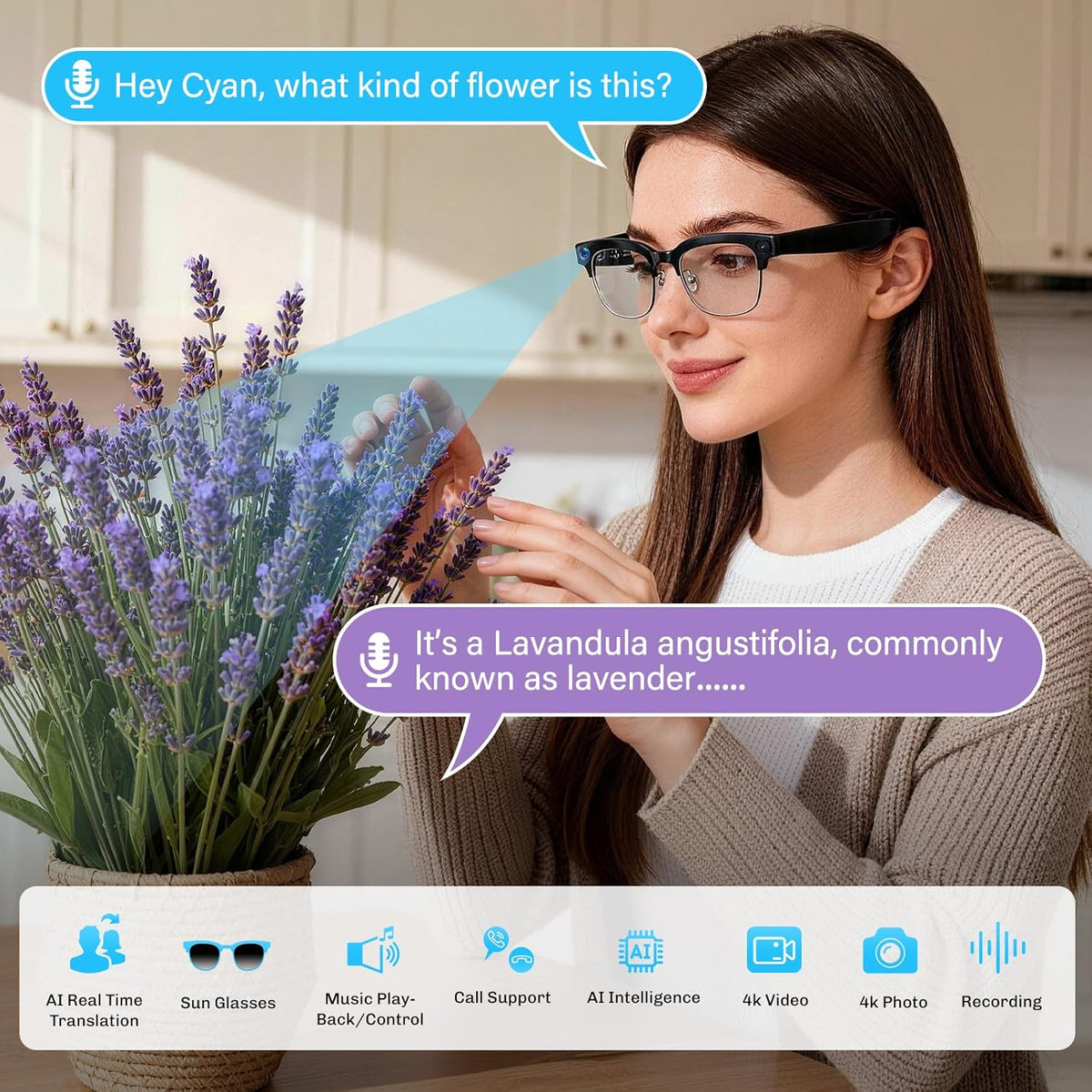 Smart Glasses with Camera | 4K Video, Open-Ear Audio & AI Translation MY MODERN MART