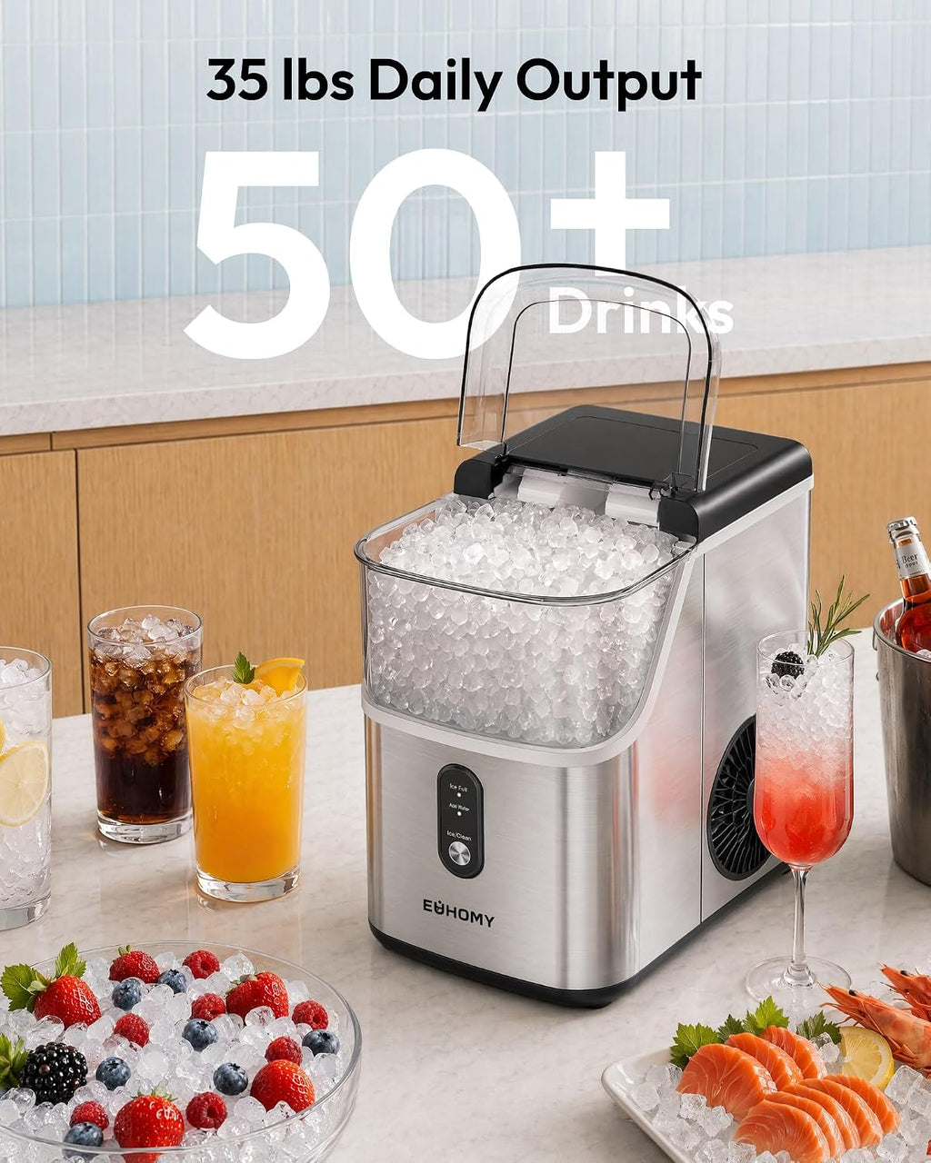 Nugget Ice Maker Countertop | Chewable Pebble Ice in 7 Minutes, 35 lbs a Day MY MODERN MART
